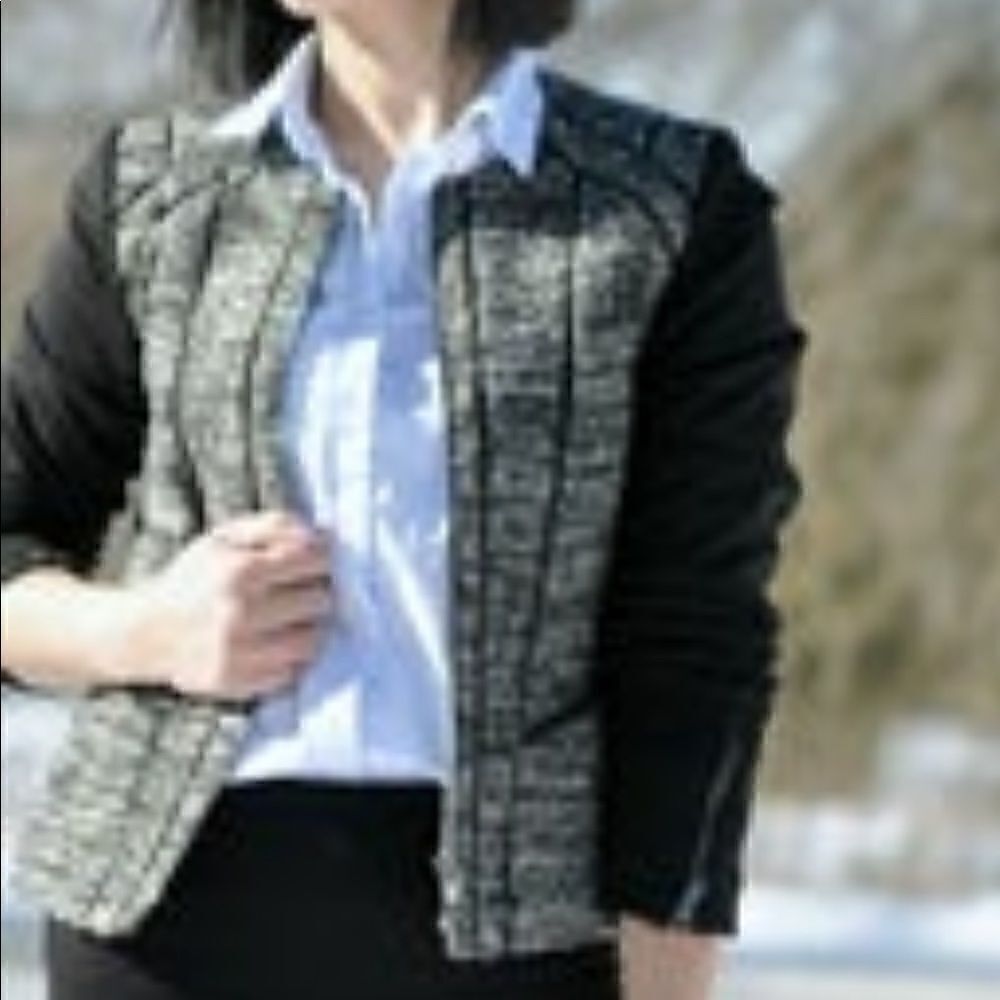 Euc Ann Taylor tweed blazer black sleeves sz 6